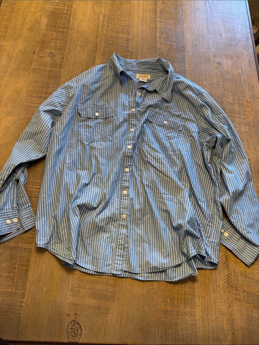 St. John's Bay Blue and White Striped Button-Front Shirt